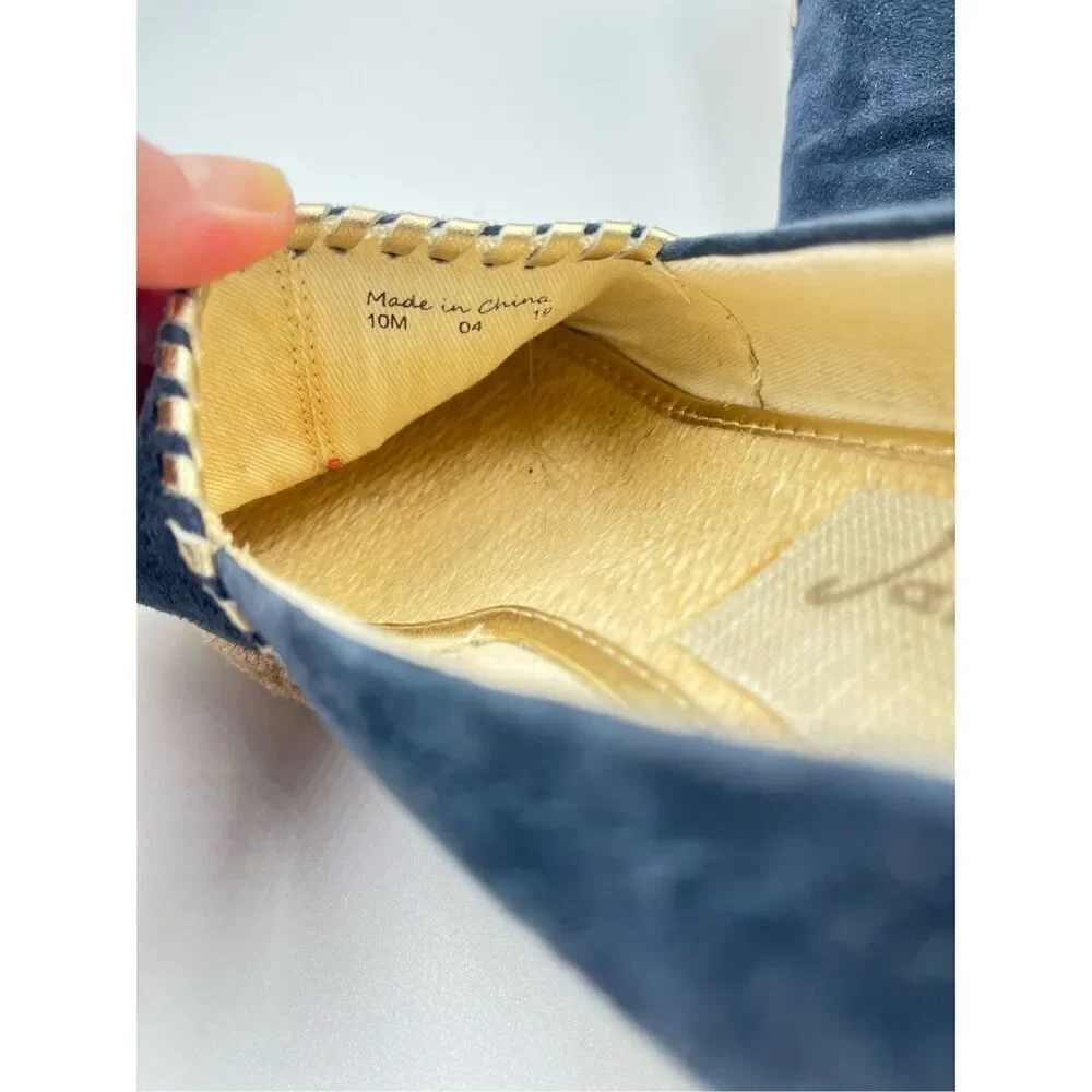 Jack Rogers Preppy Palmer Wedges Espadrille Suede Midnight Blue Gold size US 10